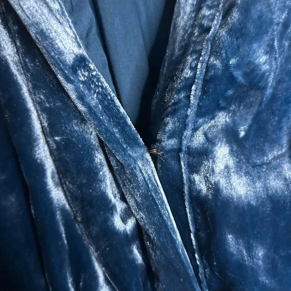 Anthropologie Somerset Blue Velvet Mini Dress Size M - Picture 10 of 16